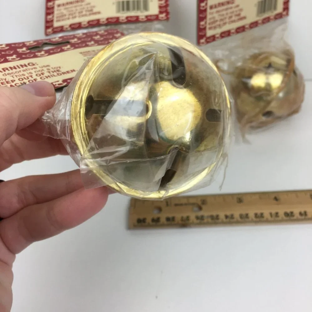 Vtg 3 Just For Keeps‎ Gold Metal Christmas Holiday Bells with Star Shapes Craft